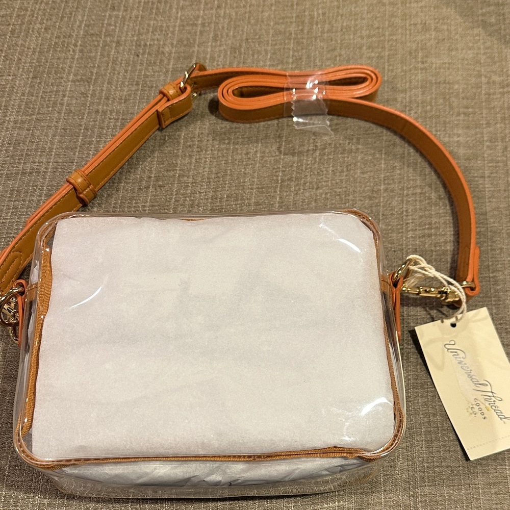 Stylish Transparent Crossbody Bag with Tan Accents